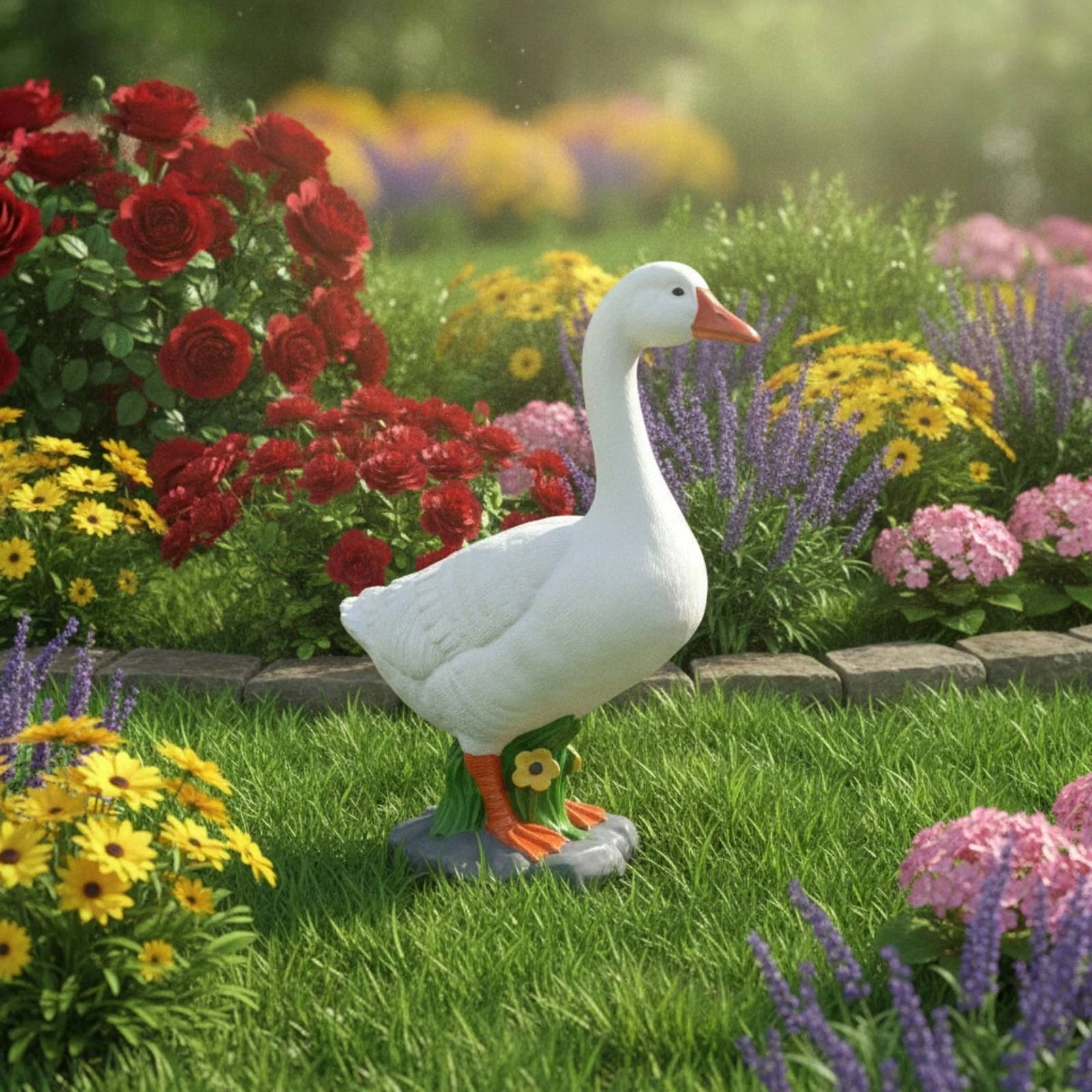 Goose Statue Outdoor Garden Goose Decor Yard Art Weather-Resistant Freestanding for Lawn, Flower Bed
