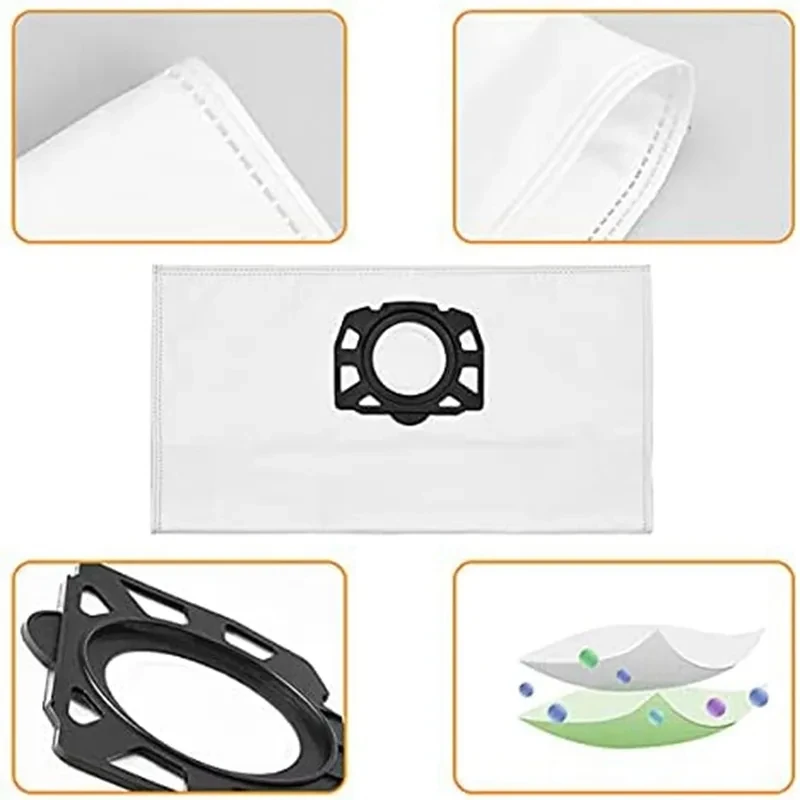 Para Karcher WD4 WD5 WD6 bolsas de filtro no tejidas KFI 487 bolsas de vacío para bolsas de filtro Karcher bolsas de aspiradora