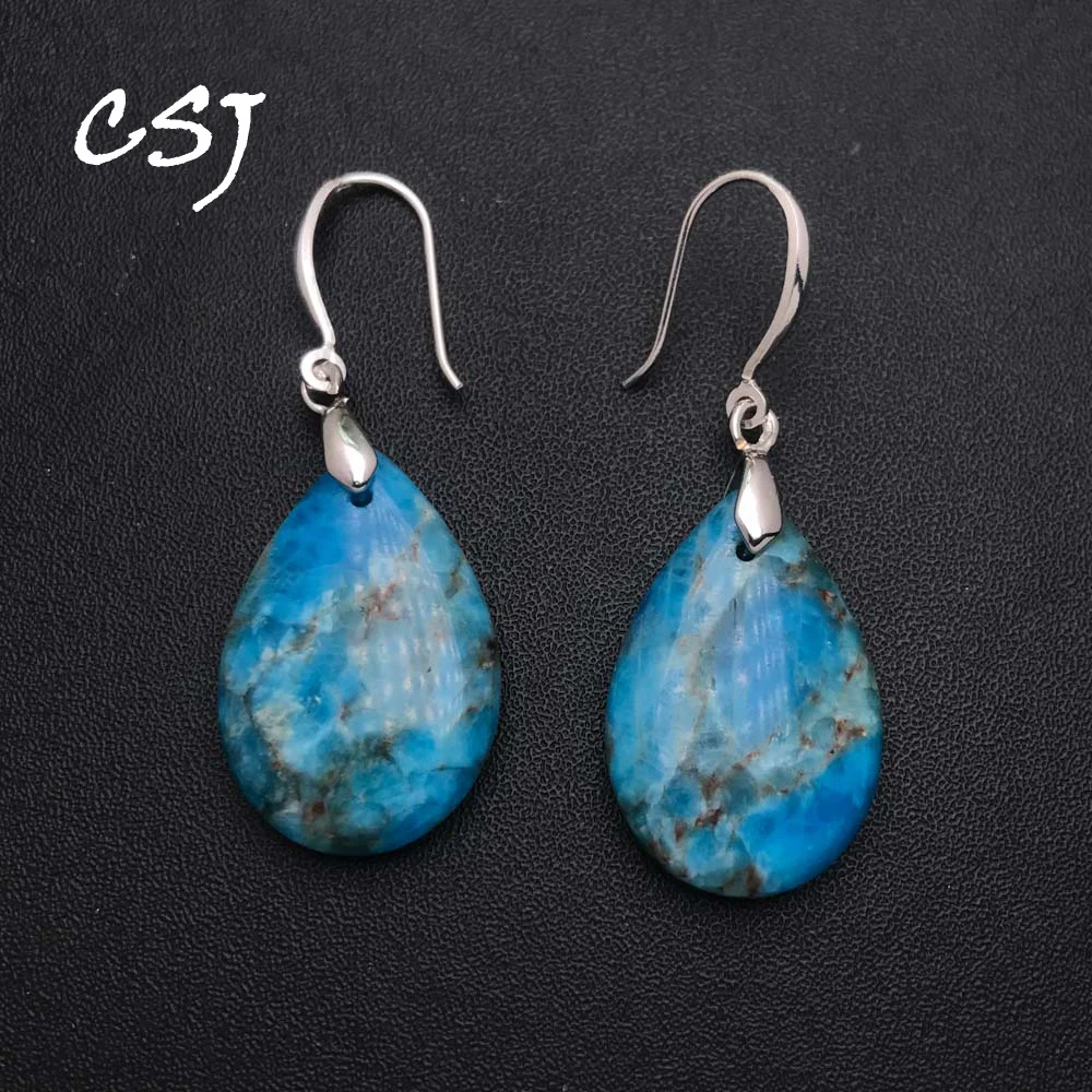 

Natural Apatite Earrings Sterling 925 Silver Gemstone 17*25mm Divination Spiritual Meditationfor Women Party Jewelry Gift