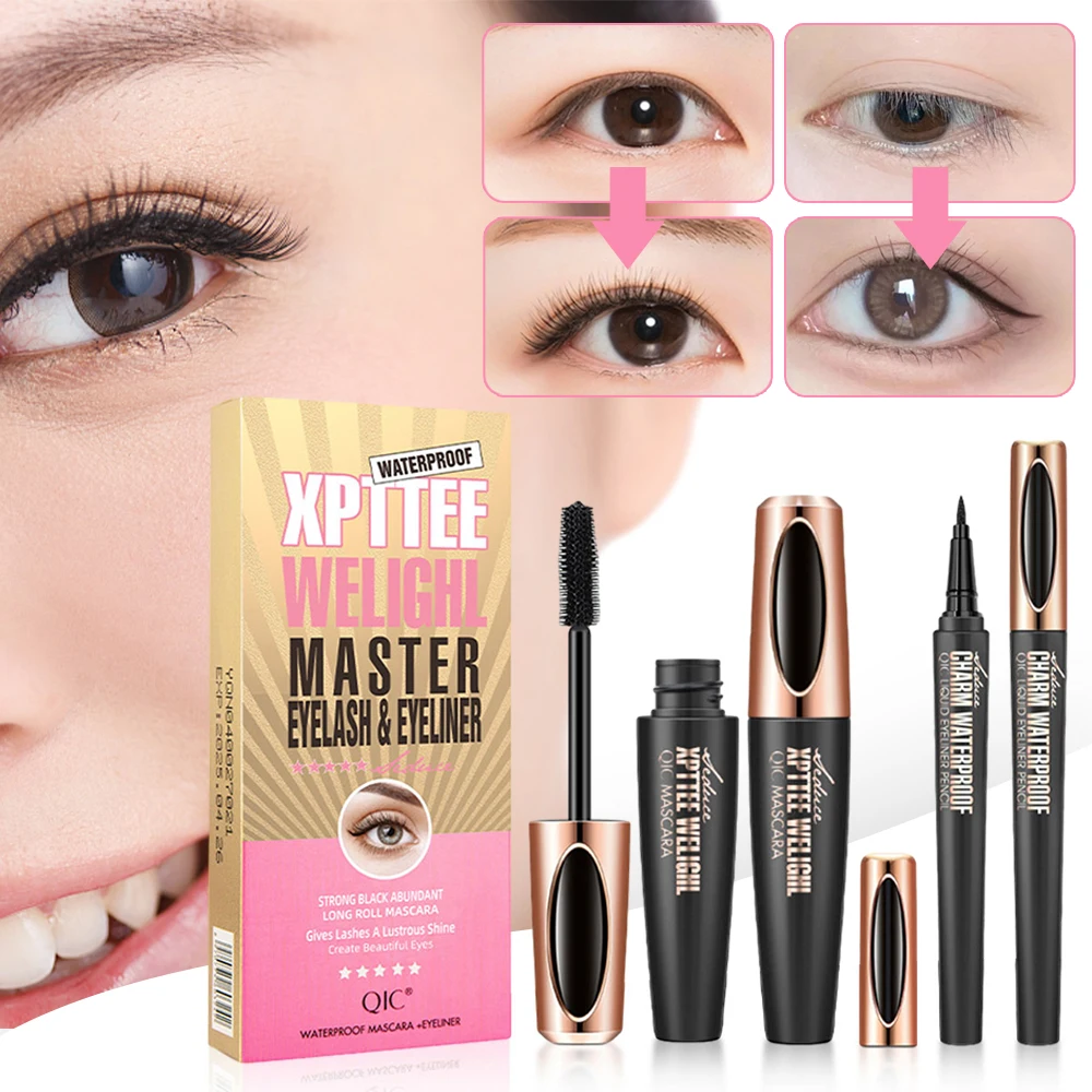 

Mascara Eyeliner Lengthens Eyelashes Extension Black Silk Fiber Mascara Female Waterproof Anti-sweat Mascara Makeup Cosmetic