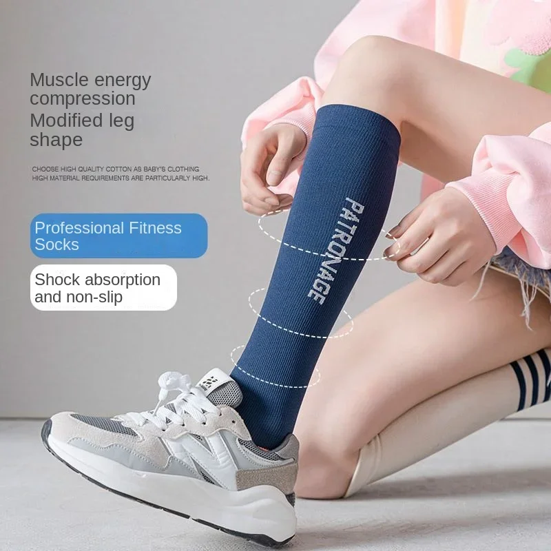 Compression Sports Middle Tube Socks Women Fashion Fitness Elastic Slimming Leg Calf Sock Yoga Muscle Energy JK Knee High Socks