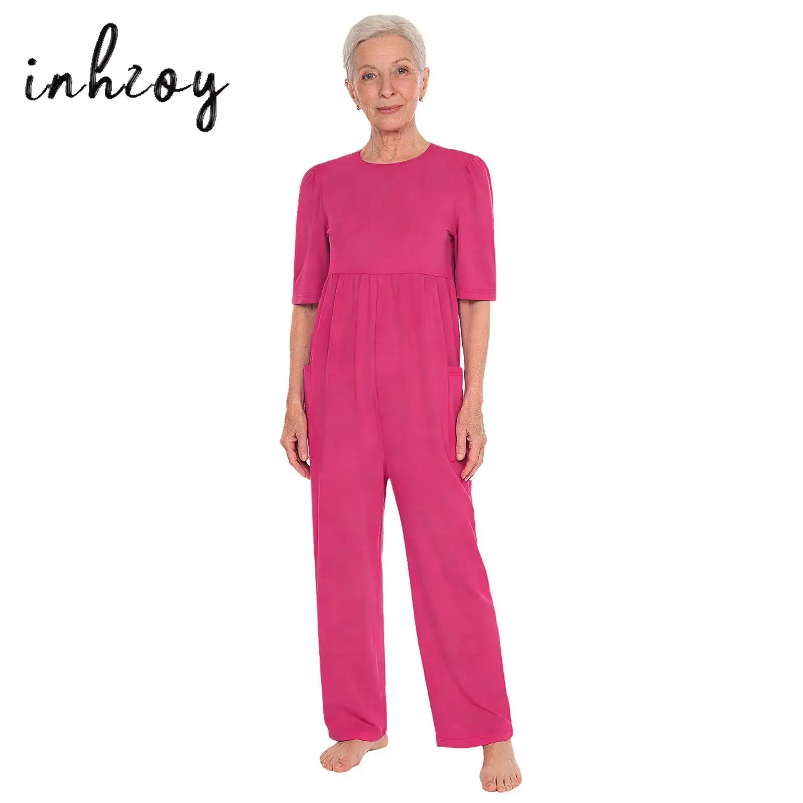 

Women Elderly Anti-Strip Adaptive Clothing Alzheimers Nursing Jumpsuit Long Sleeve Special Need Romper for Dementia Disabilities