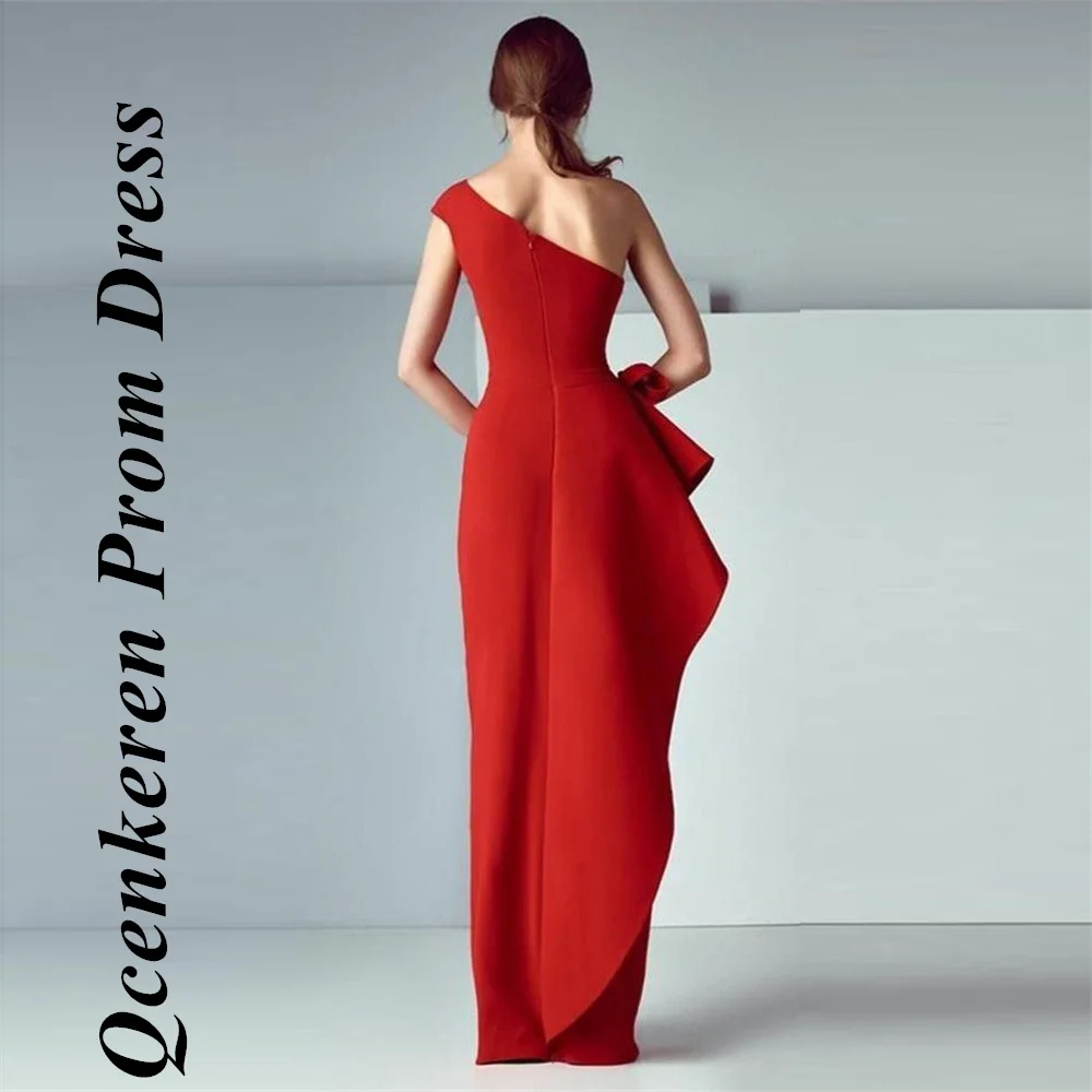 Qcenkeren Slim A-line Formal Dress Red Evening Dress 2024  Floor-Length elegant  One -shoulder Mature Prom dress Robes de soir