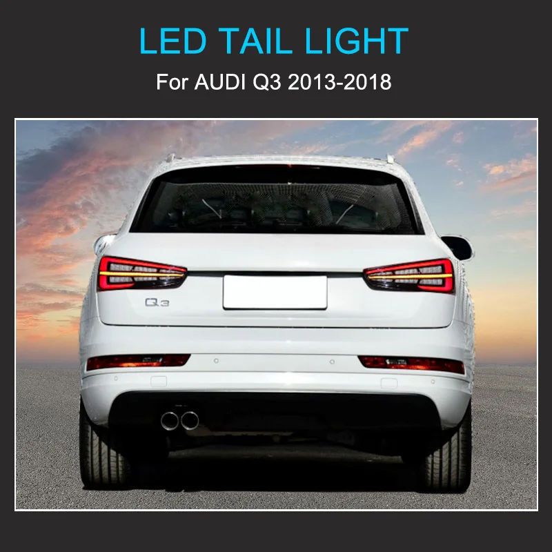 1 Pair LED Tail Light Assembly for Audi Q3 2013-2018 Taillight Plug and Play with LED Running Dynamic Turning Rear Tail lights