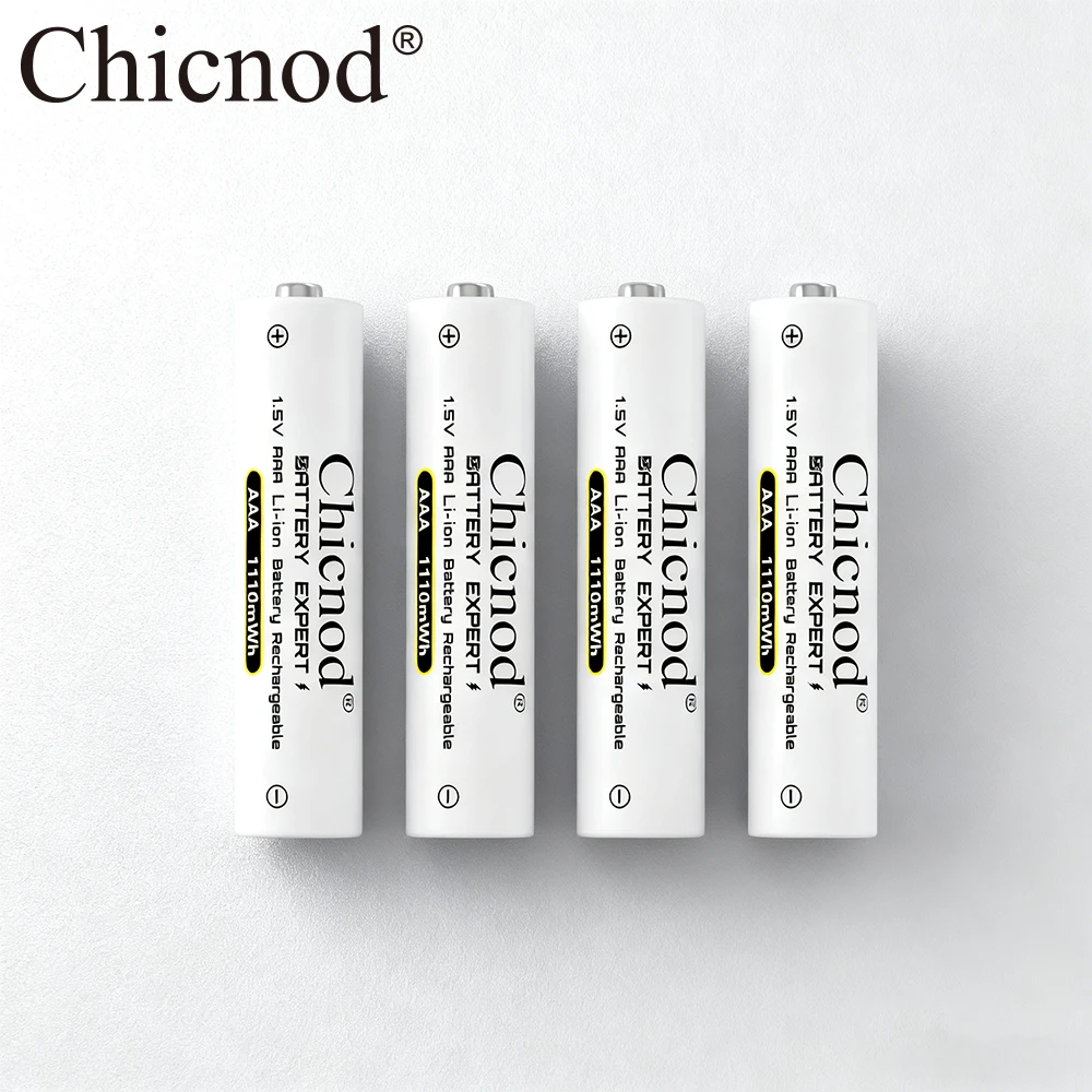 CHICNOD AAA بطاريات قابلة للشحن 1.5 فولت 1100mWh بطارية ليثيوم أيون للتحكم عن بعد ماوس لعبة كهربائية كاميرا بطارية ليثيوم aaa