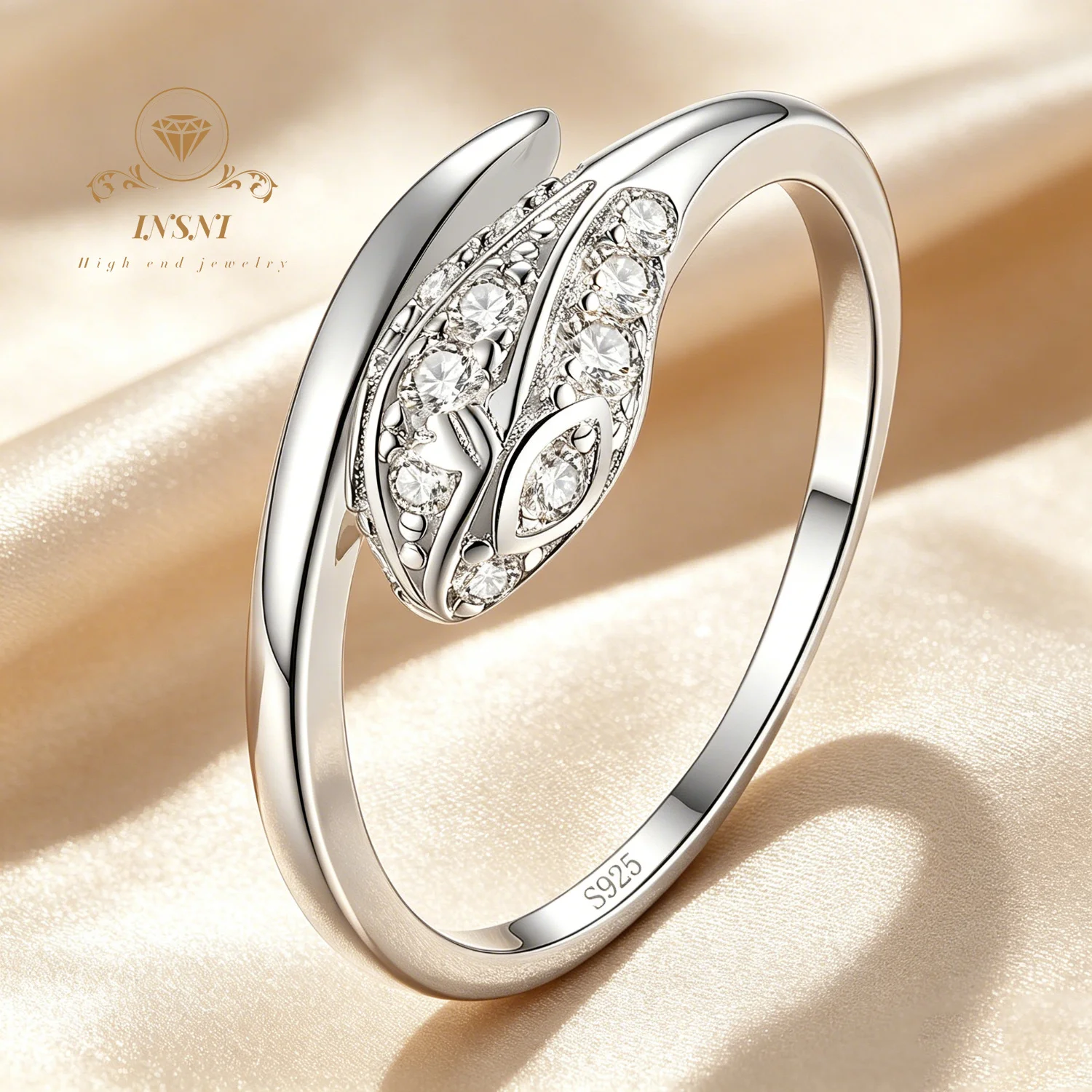 S925 Silver Creative Personalized Snake Head Ring Affordable Light Luxury Snake Bone Mozzarella Ring Closed Female Gift jewelry