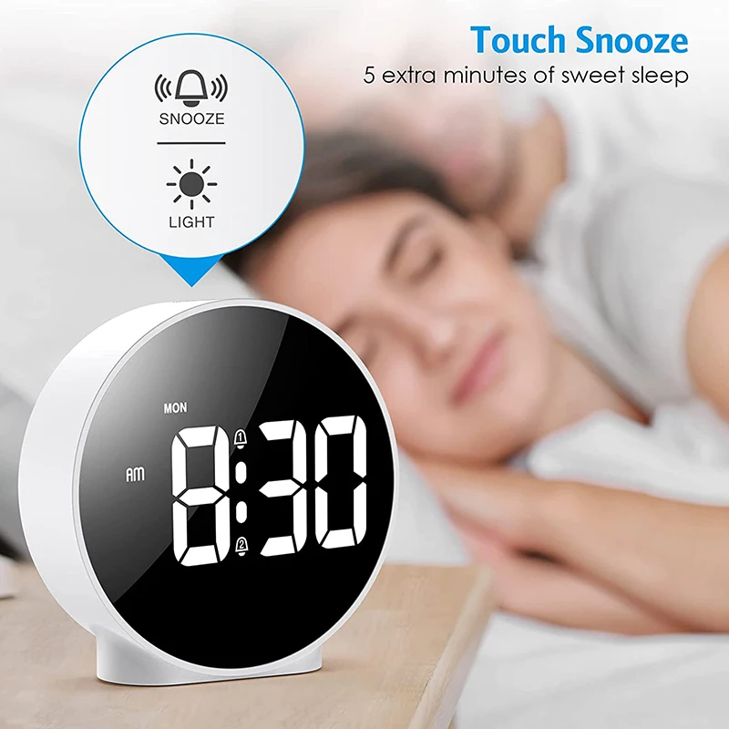 Digital Alarm Clock LED Desk Travel Electronic Clock Dual Alarm 12/24H Snooze  Week Display Bedside Clock Table Clock