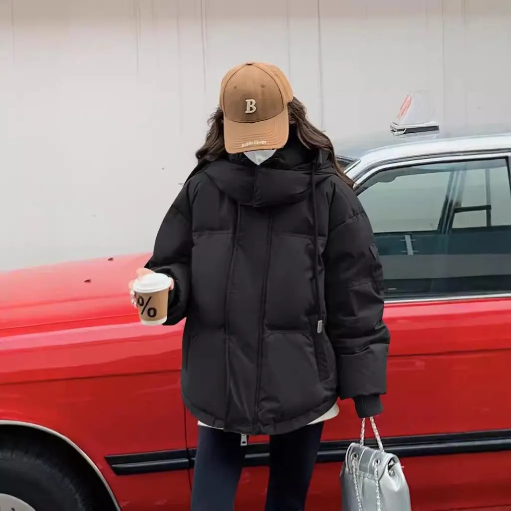 

Winter Korean Style Gray Love Short down Cotton-Padded Coat for Women plus Size Female Couple Bread Coat