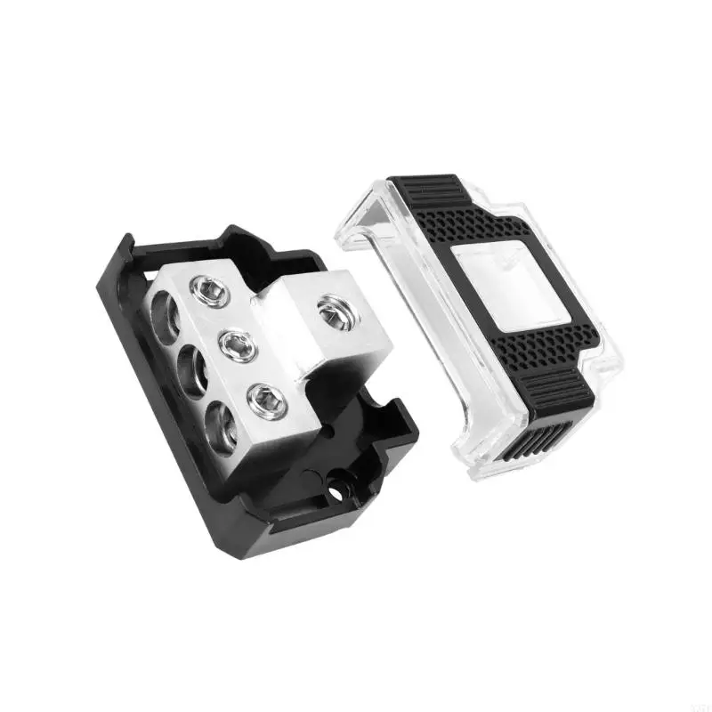 Automotive Power Distribution Block with Screw-Clamp Terminals and Clear Cover for Car Audios and Electrical Wiring X37F