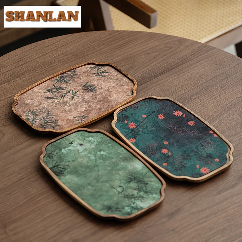 

Walnut Brocade Pot Bearing Holder Ancient Dry Brew Table Tea Tray Fruit Snack Plate Green Tea Teaware Supplies Gift Ornaments