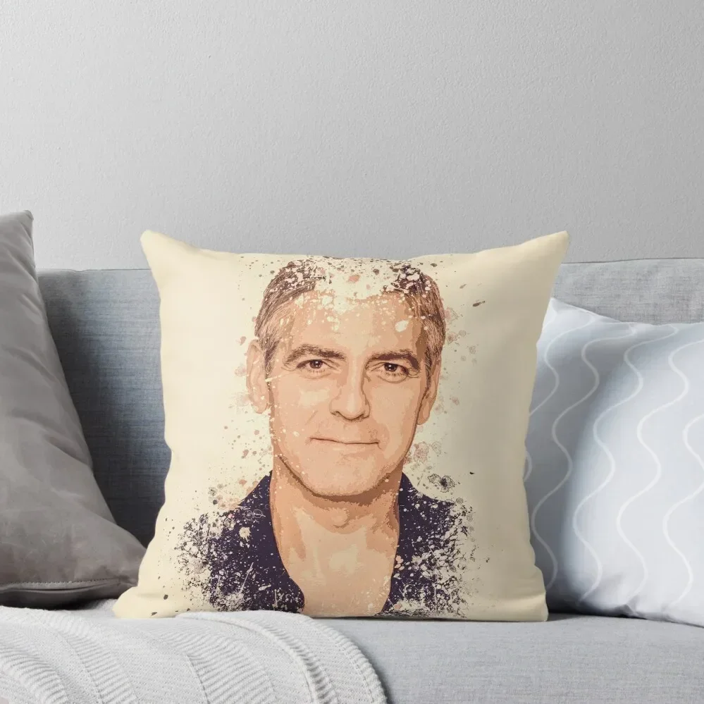 George Clooney splatter painting Throw Pillow christmas pillowcases Custom Cushion Photo Cushions Cover pillow