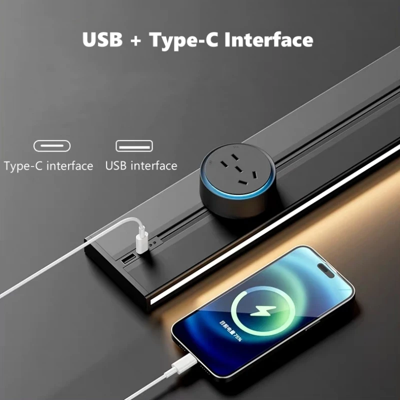 USB Track Sockets Wall Mounted Romovable Rail Power Outlet UK US EU FR RUS BR AU IT IL Standard Kitchen Electrical Plug Adapter