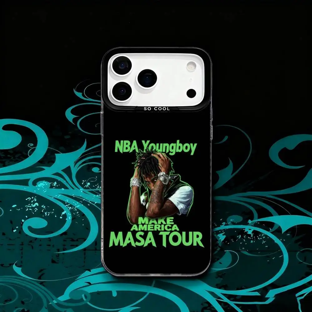 حافظة Y-YoungBoy DESHAWN MASA لهاتف iPhone 17,16,15,14,13,12,X,8,Pro,Max,Plus,SE4,Air,Mini مضادة للانزلاق باللون الأسود IMD غير اللامع