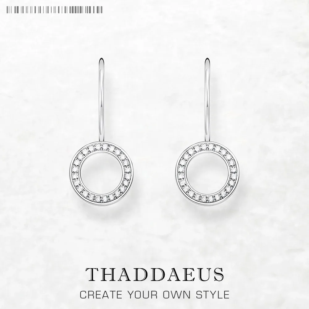 

Earrings Round Circle Europe Fine Jewelry For Women Winter Trendy Gift In Sterling Silver 925