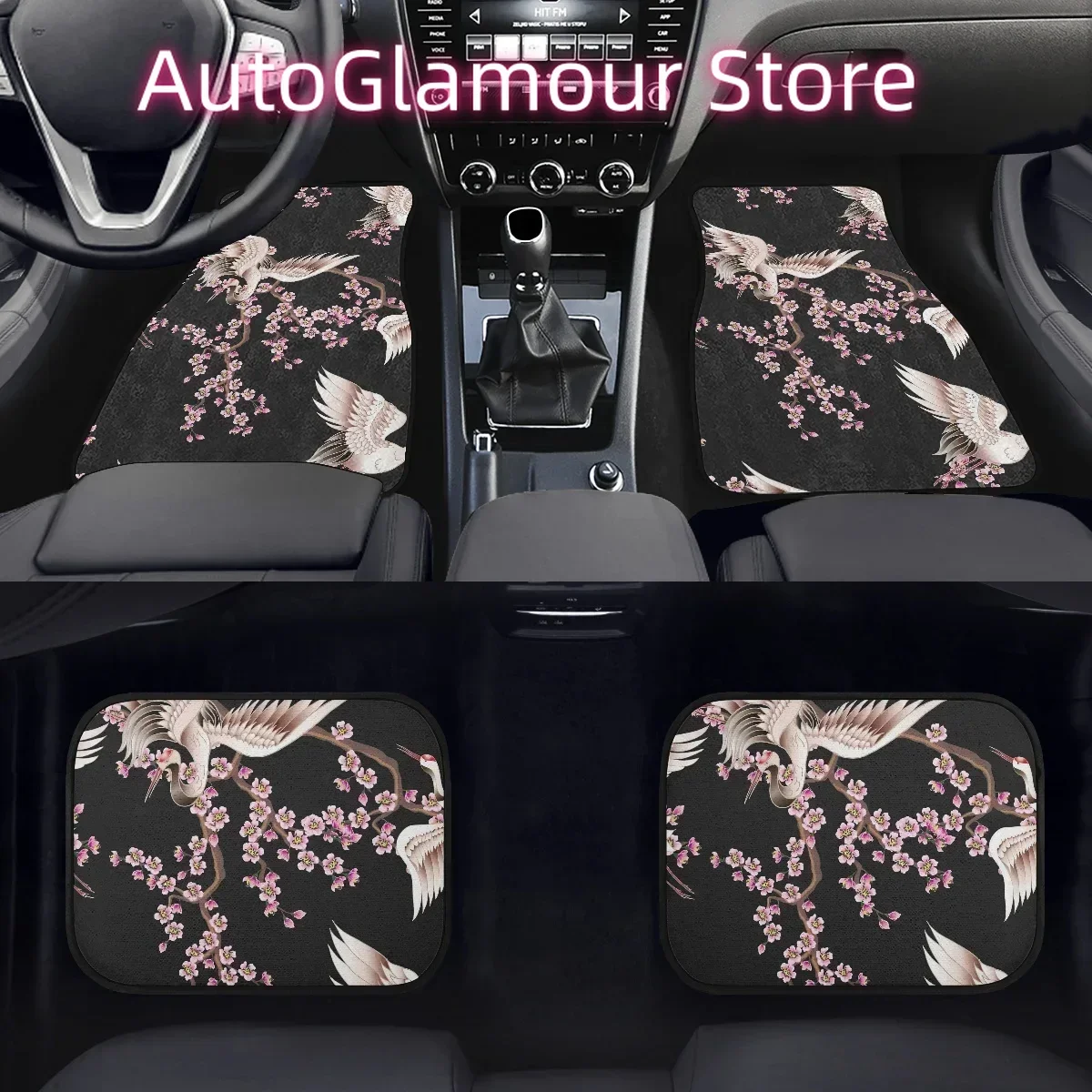 New Arrivals Soft Car Floor Mats Chinese Style Print Universal Fit Auto Carpet Set of 4 Front Rear Liners Protector for Woman