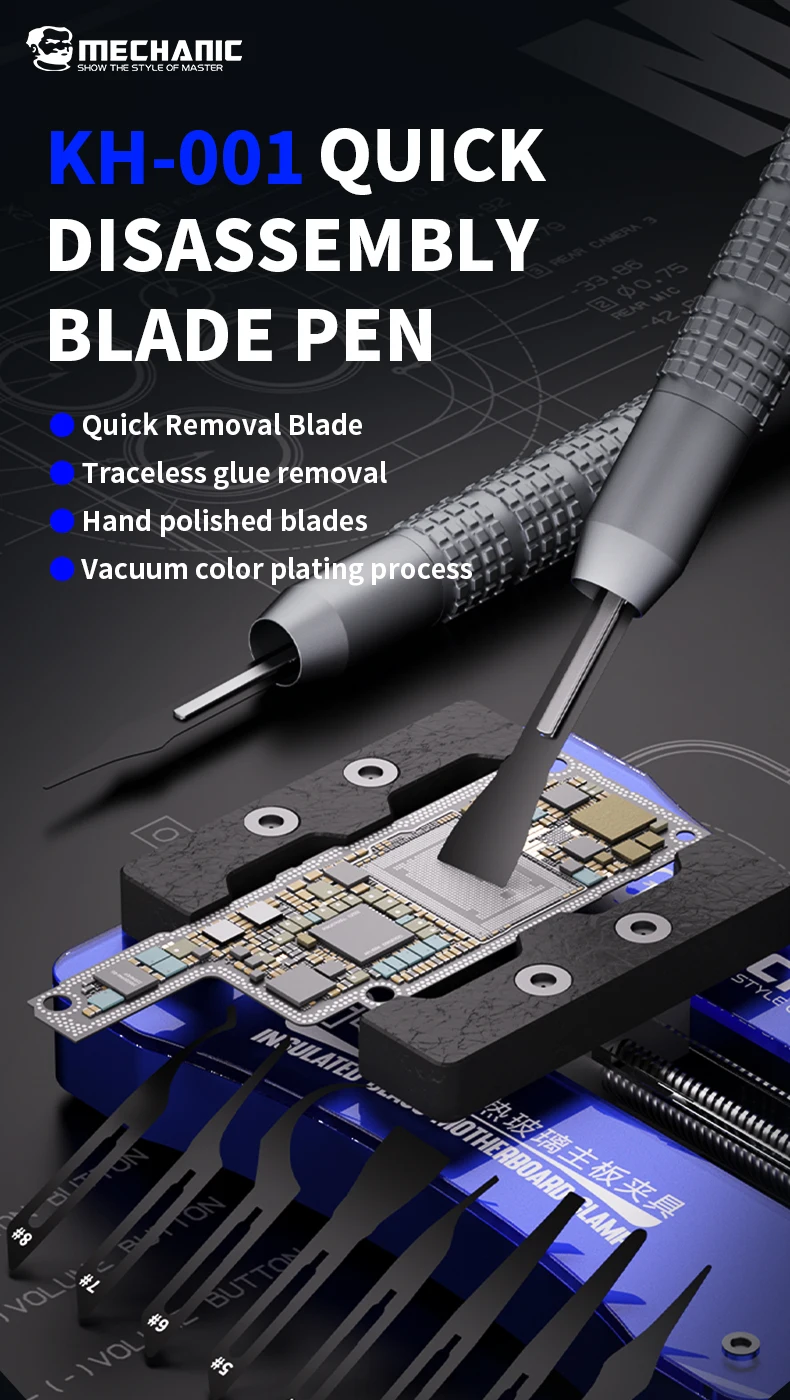 【MECHANIC】 KH-001 Non-slip Quick Release Knife Side Adhesive Removal Pry Blade Phone PCB Motherboard Disassemble Repair Tool