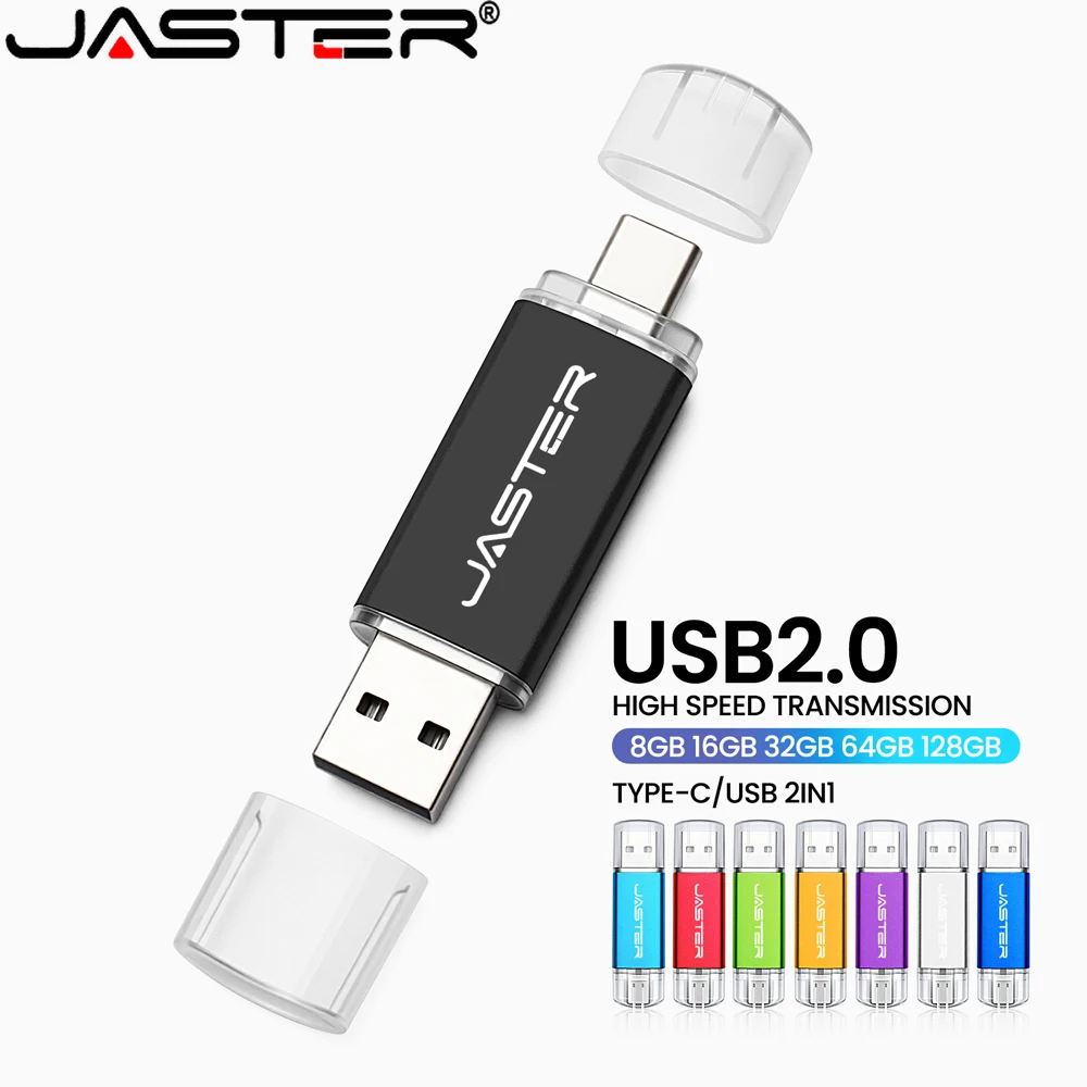 

TYPE-C USB Flash Drive 128GB Metal Memory Stick 64GB 2 in 1 Pen Drive 32G Colorful Pendrive 16G Business Gift Storage Devices 8G