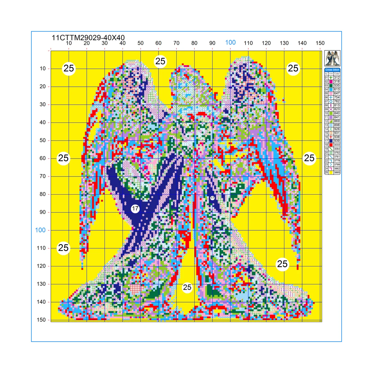 1 Stück 40x40 cm/15,74 Zoll, 11CT/14CT Kreuzstich-Set, DIY Valentinstagsgeschenk, Stickerei-Set für Festivals. – Detail 2