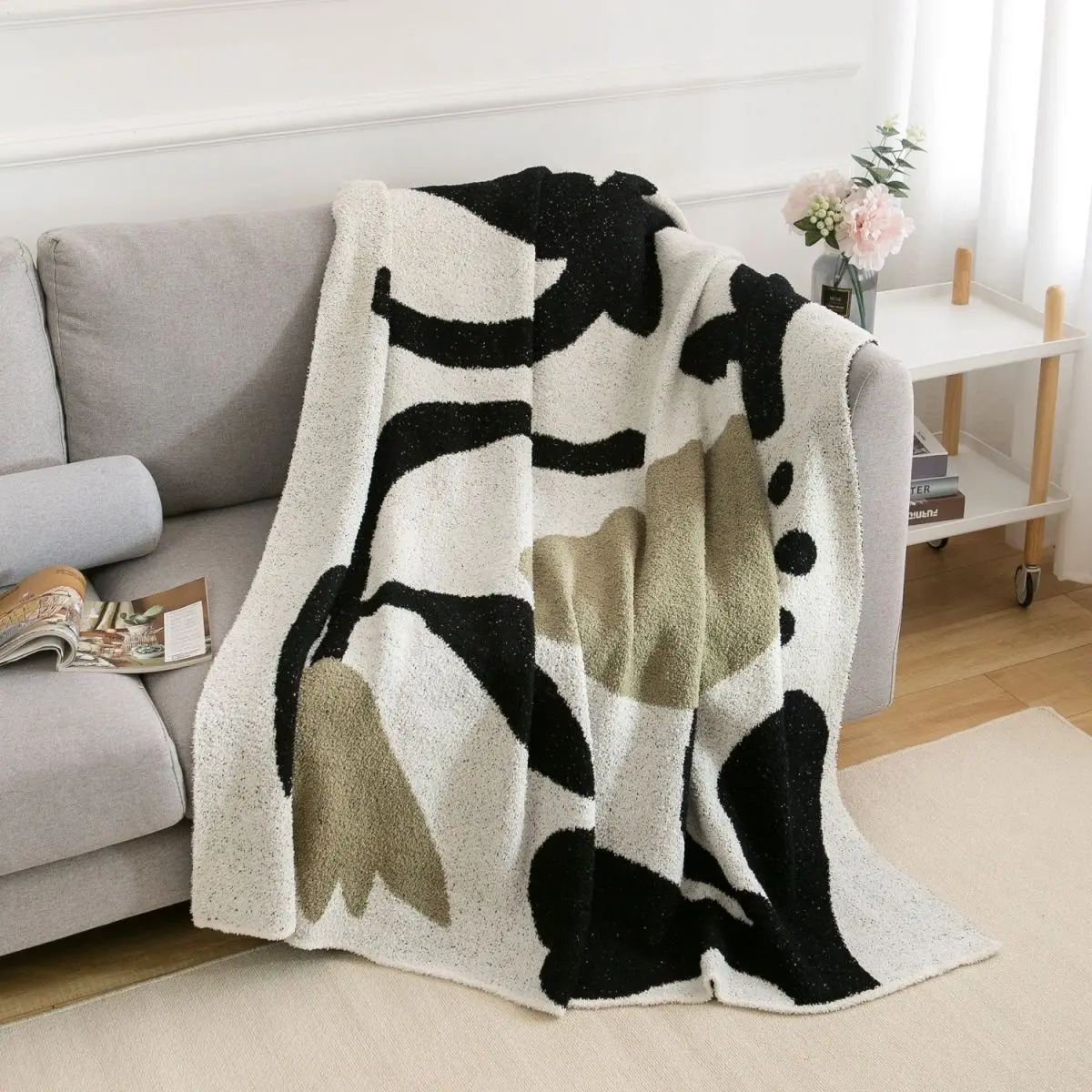 

Half Flannel Knitted Blanket Sofa Office Nap Blanket Four Season Cover Sofa Nap Blanket Ins Style