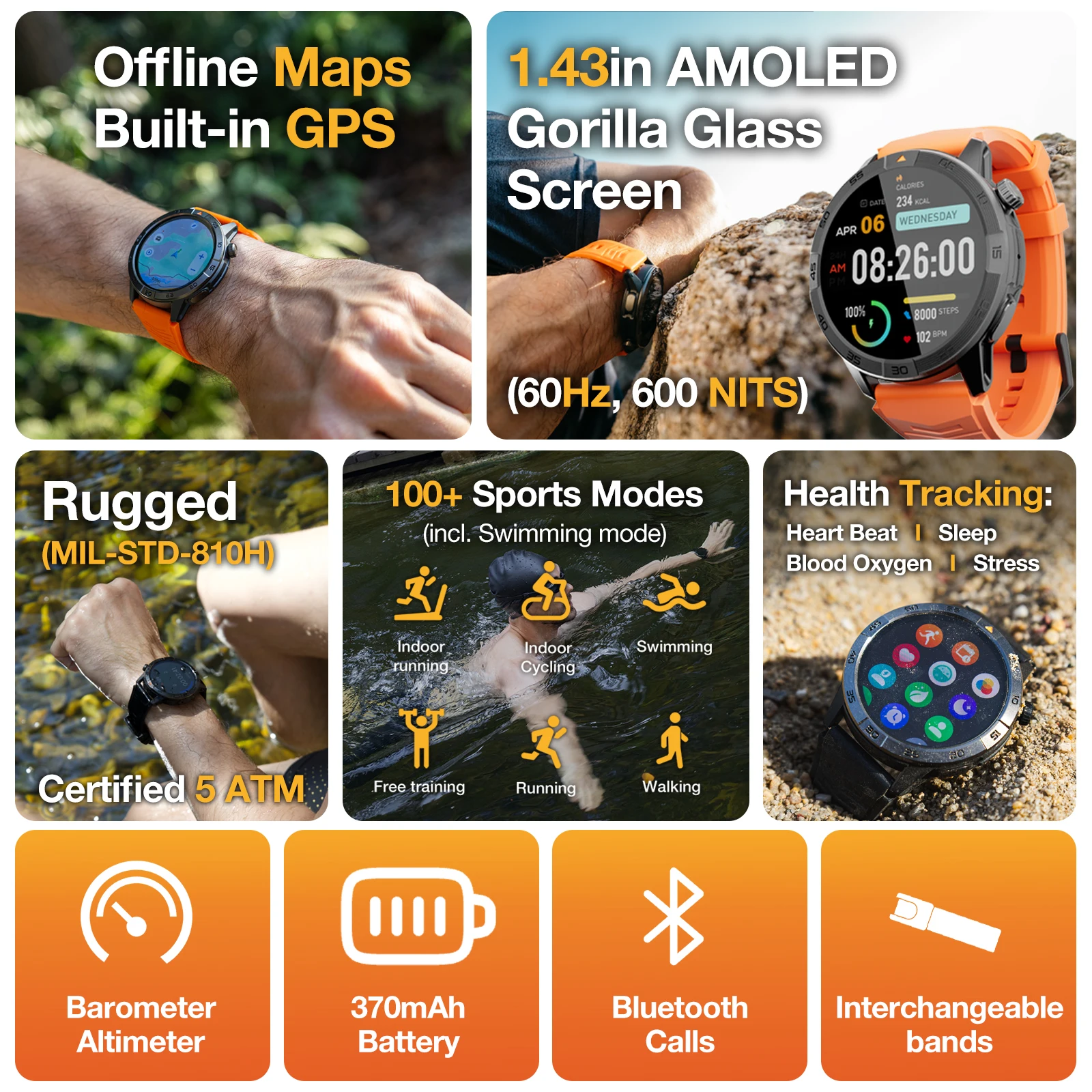 AGM、軍用耐久スマートウォッチ「Legion Pro」を日本発売 - 5ATM防水 