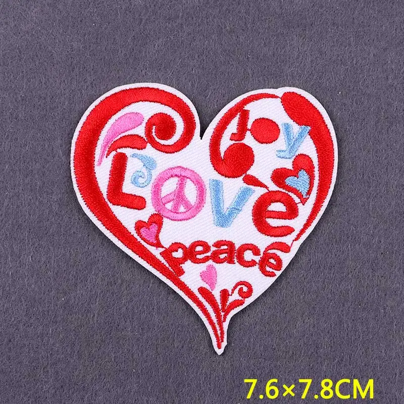 Love And Peace Patch Slogan Fusible Embroidery Patch Iron On Patches For Clothing Thermoadhesive Patches On Clothes Badges Decor