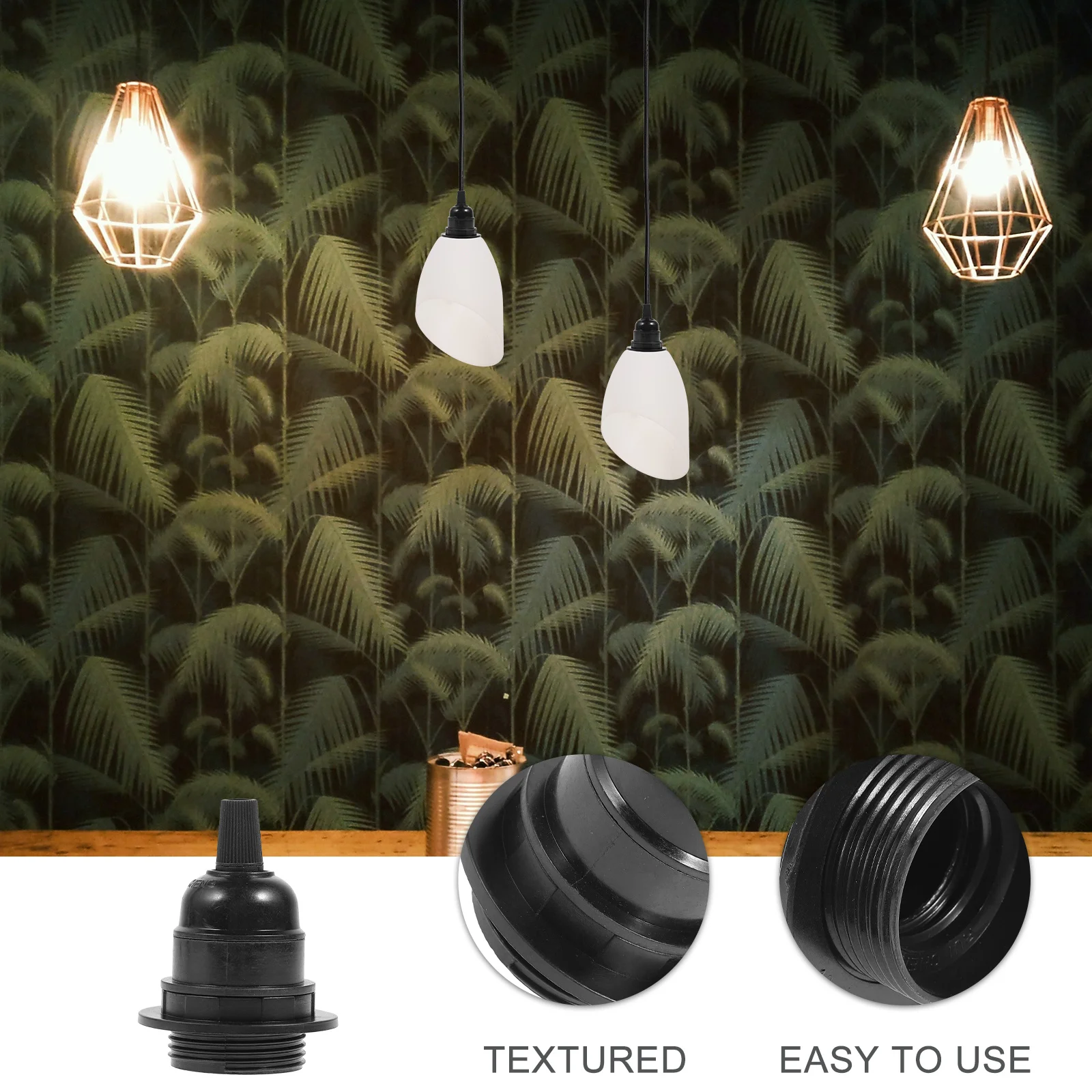 

Plastic Vintage Black Lamp Bases Adapter E27 E26 Light Bulb Holder Screw Socket 250V Pendant Replacement Lamp Bases