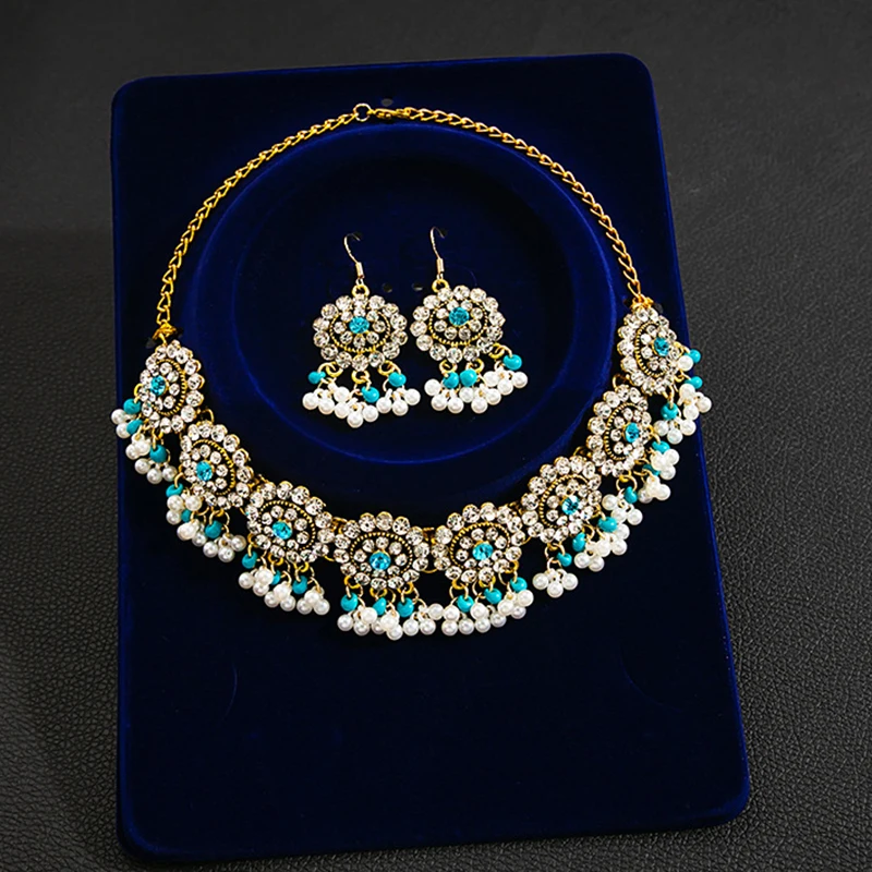 High Quality Bridal Wedding Jewelry Set Retro Luxury Crystal CZ Flower Necklace Earring Sets Fashion Engagement Jewelry Gift