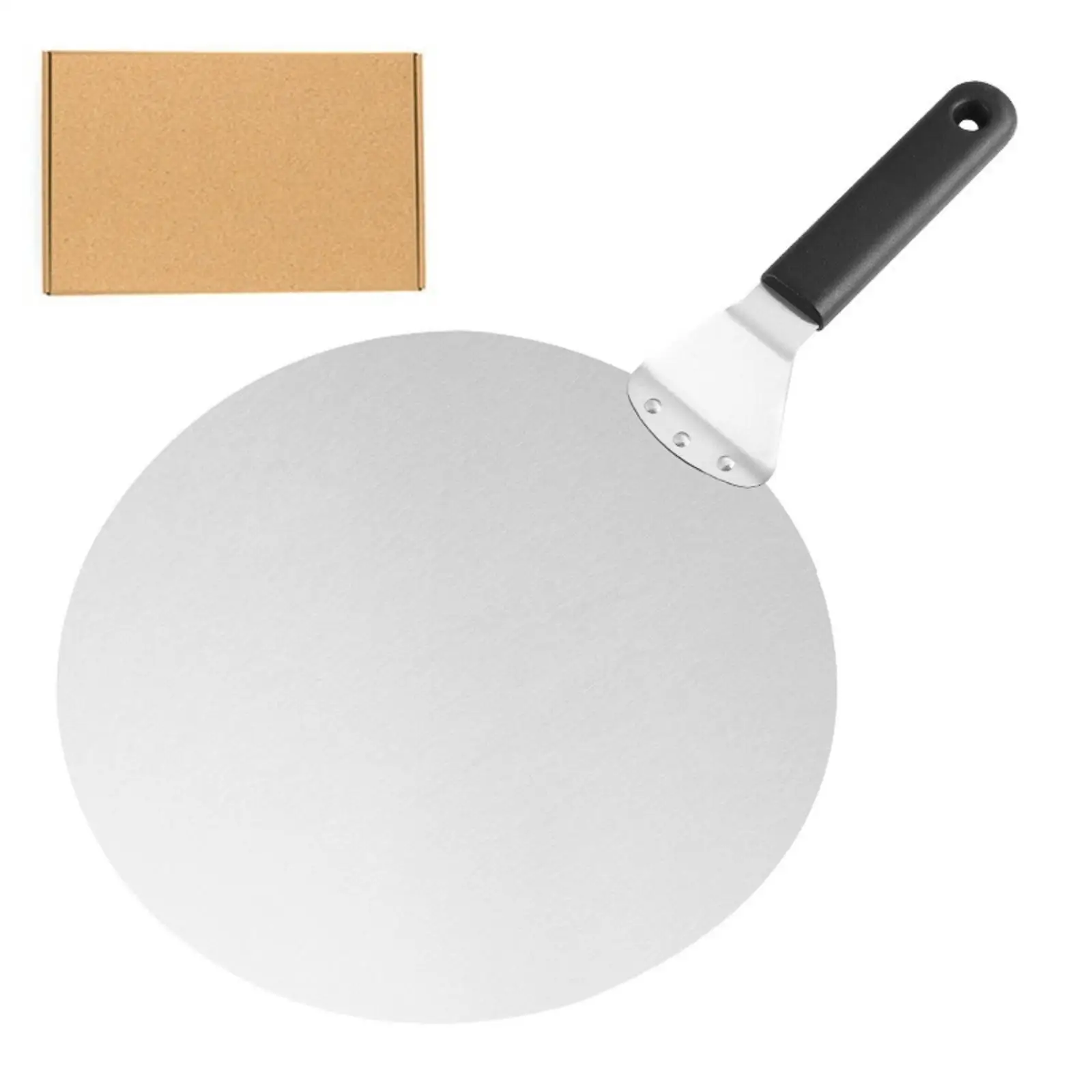 Pizza Transfer Spatula Flat Silver Metal Paddle Comfortable Handle for Delicate Dough and Hot Crust