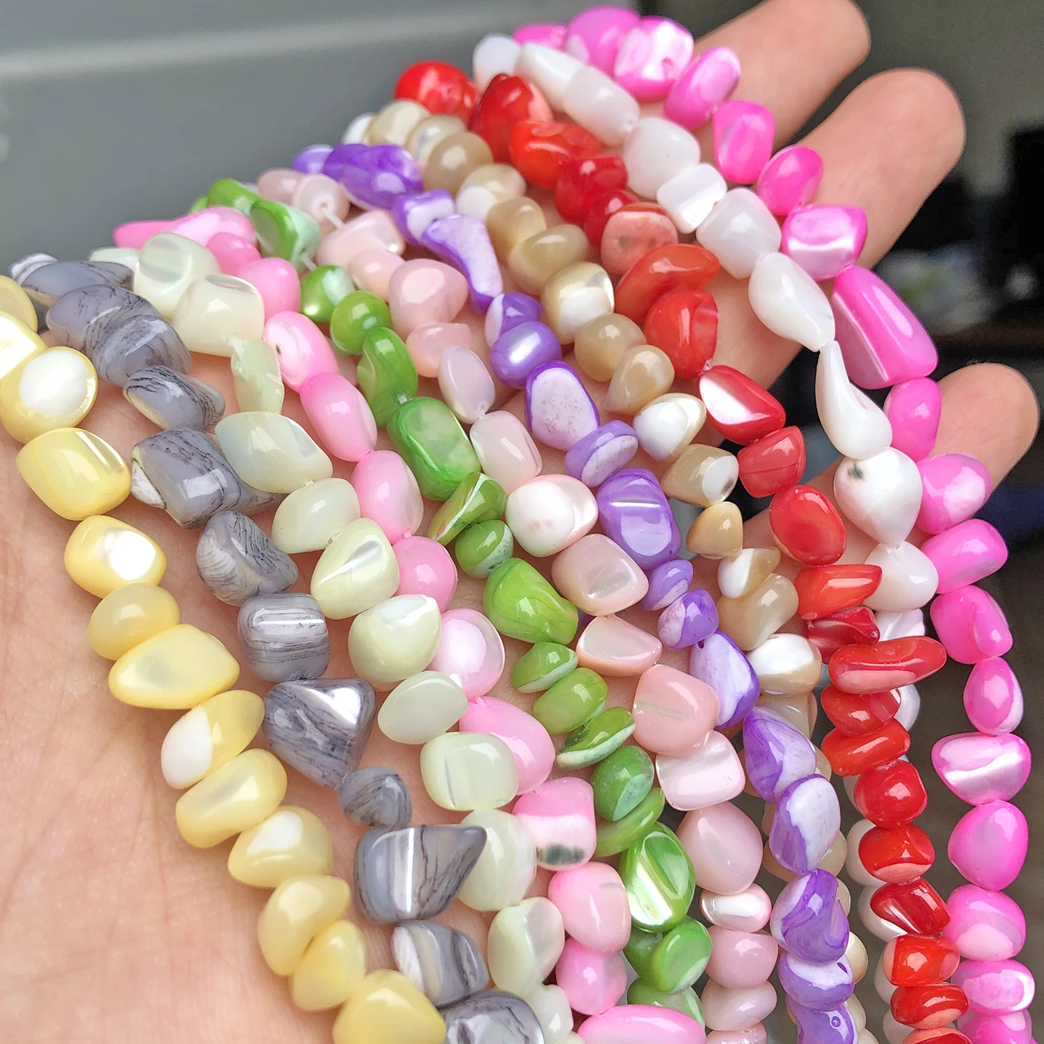 5-8mm Irregular Graval Shell Bead Dyed Mother of Pearl Shell Loose Beads for DIY Jewelry Making Bracelet Earrings 15\'\' Wholesale