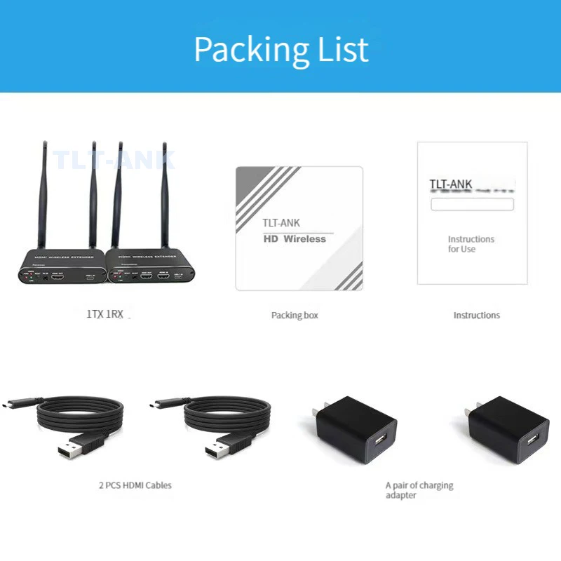 TLT-ANK 656ft Wireless HDMI Extender 200M WiFi HDMI Extension Video Transmit 1 to 3 1080P for Camera Projector TV