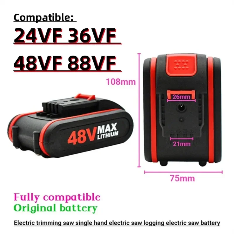 

For 24VF 36VF 48VF 88VF 10.0Ah Rechargeable Li-ion Battery for Cordless Reciprocating Saw Screwdriver Electric Saw Wrench