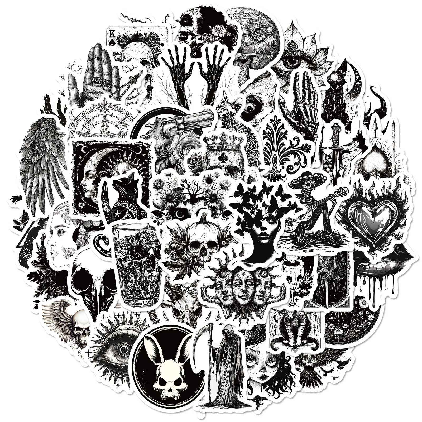 10/30/50PCS Schwarz und Weiß Einzigartige Gothic Stil Graffiti Aufkleber Kreative Cartoon Aufkleber DIY Gepäck Gitarre Skateboard kind Spielzeug