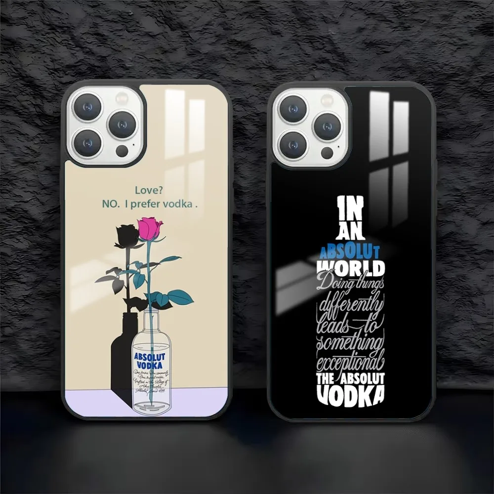 Alcohol A-ABSOLUT V-VODKA Phone Case For iPhone 16 15 14 13 12 11 Pro Max Plus Mini PC Fashion mirror phone case