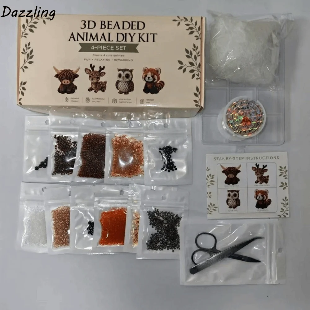 Cute Handmade DIY Animal Bead Embroidery Kit Colorful Mini Beadwork Art Craft Set Tiny Educational Animal Crafting Set For Kids