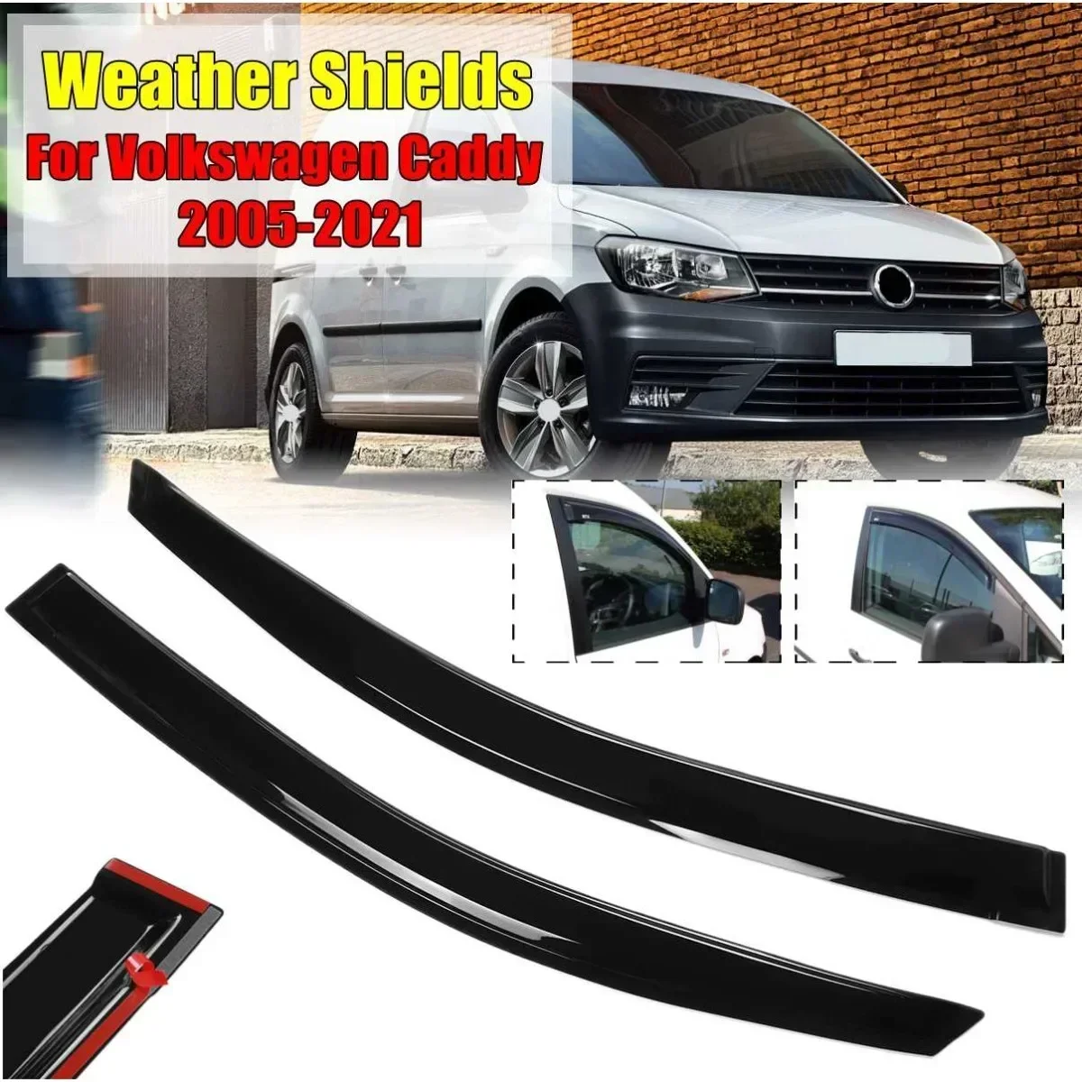 

Дефлектор боковых окон для Volkswagen Caddy 2005, 2006, 2007, 2008, 2009, 2010-2021, защита от солнца, дождя, оконный экран, комплект для защиты от погоды