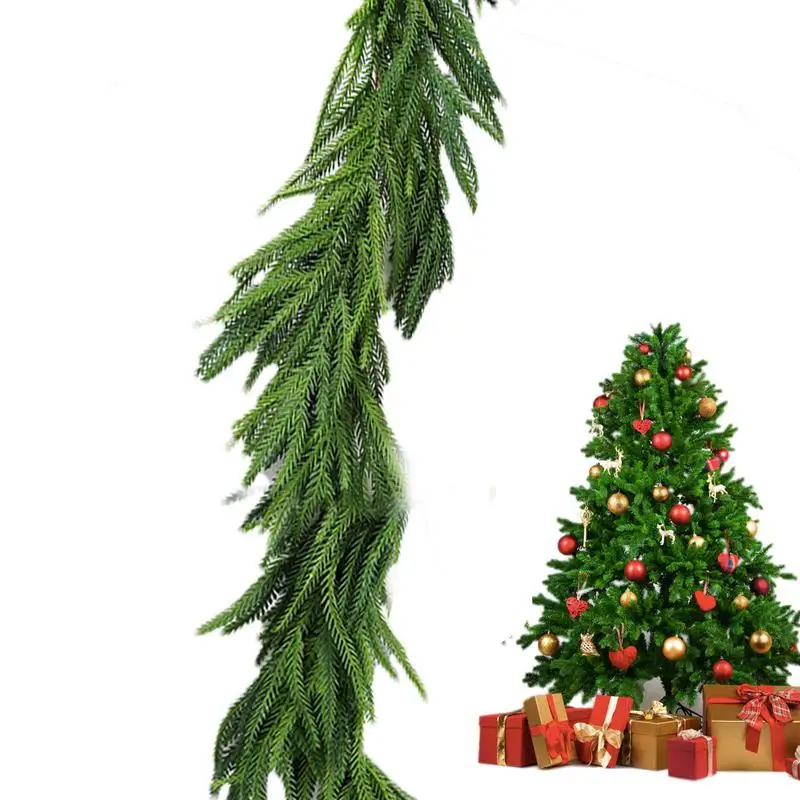 270cm Christmas Norfolk Pine Garland Artificial Plant for Christmas Decoration Faux Greenery Wreath New Year Home Decor