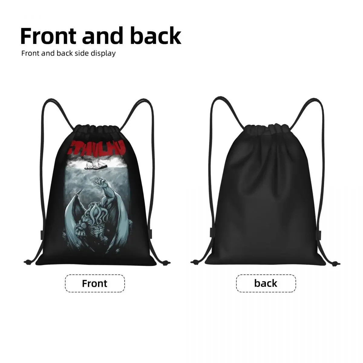 Parody Cthulhu Lovecraft Drawstring Bag Women Men Portable Sports Gym Sackpack Horror Movie Shopping Storage Backpacks