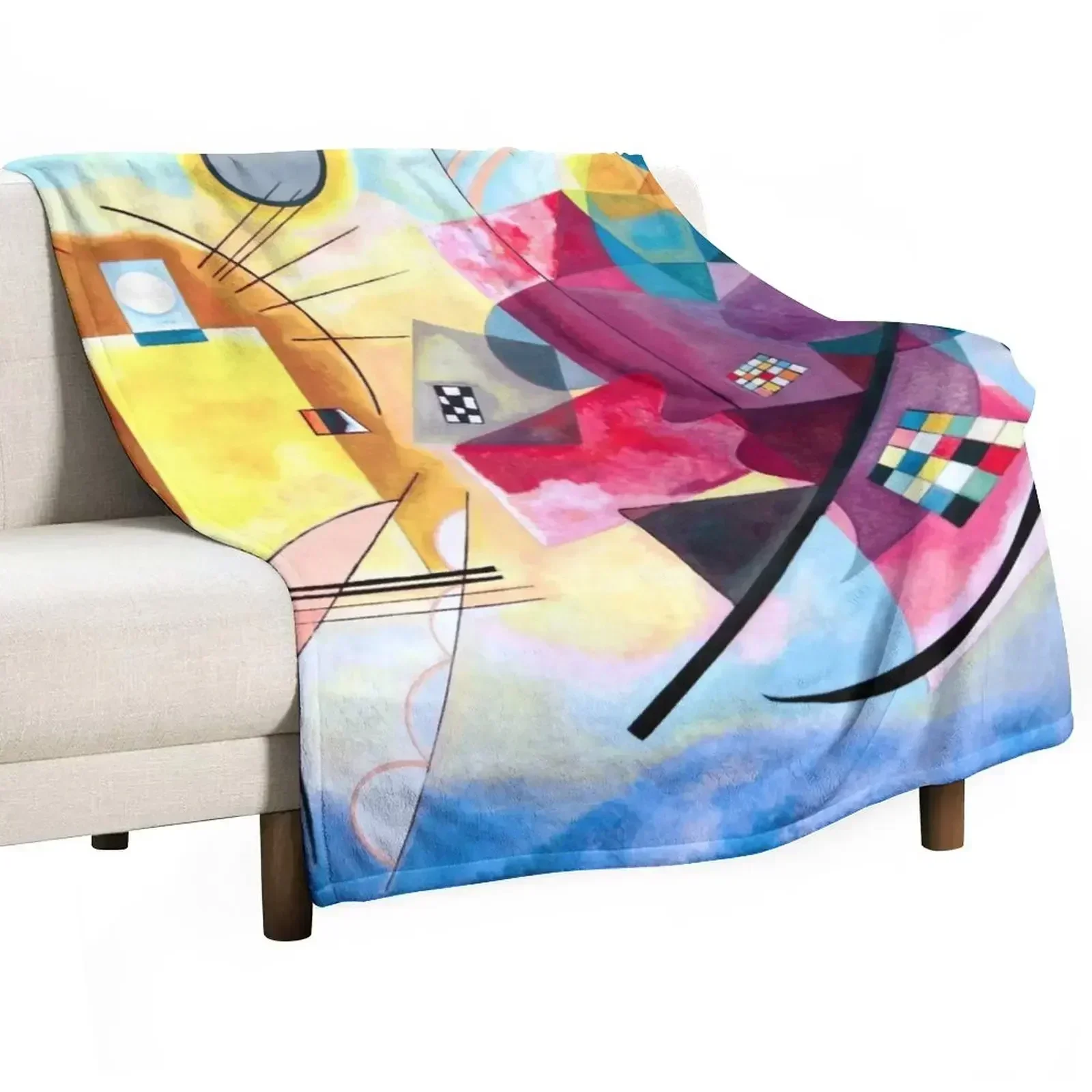 Wassily Kandinsky - Yellow Red Blue Throw Blanket Soft Plaid Bed Fashionable Luxury Hairy Custom for winter Blankets