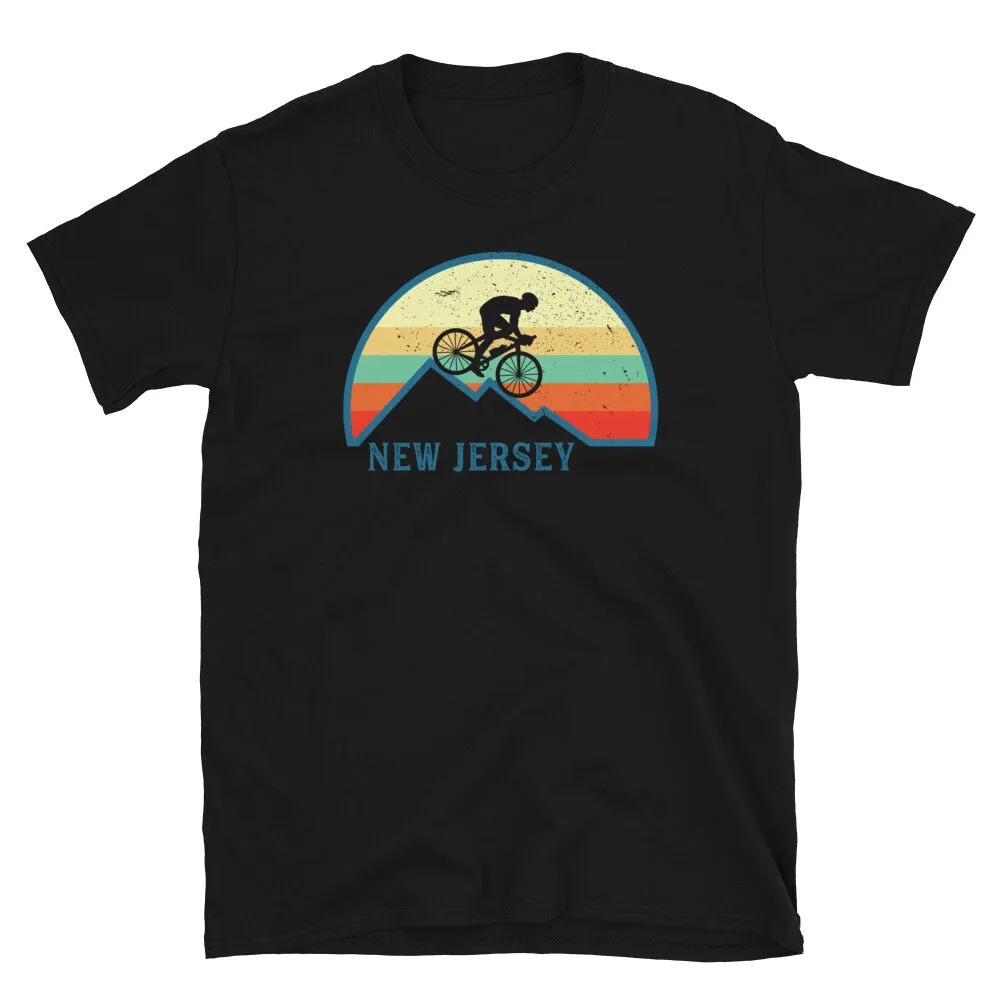 Mountain Bike T Shirt New Jersey State Retro Sunset MTB Biker