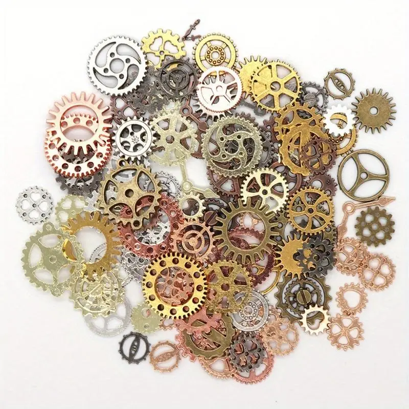100g/ Pack Jewelry Craft Vintage Cogs Pendant Wrist Watch Mix Alloy Gear Mechanical Steampunk Bracelet Accessories Old Parts DIY