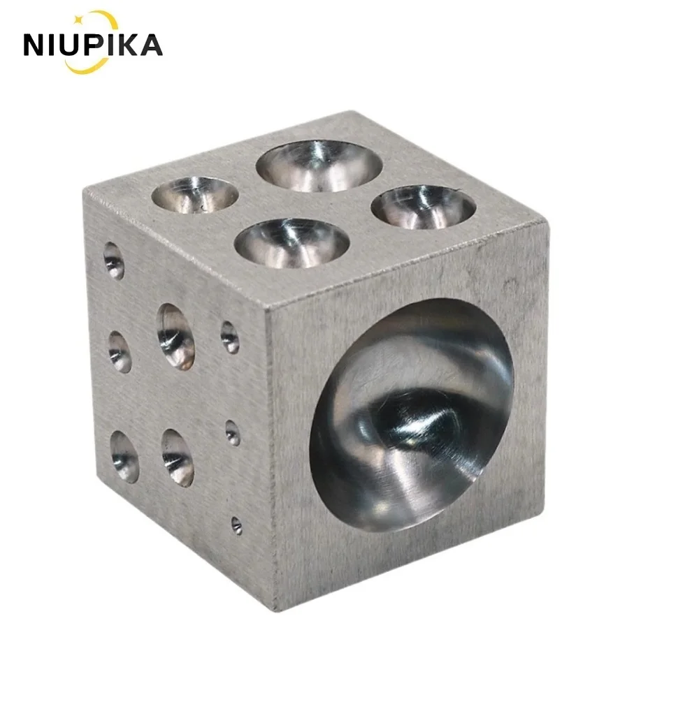 

NIUPIKA Dapping Block Square with Polished High Carbon Steel Cavities Bell Making Punching Tools Jewelry Making Tools