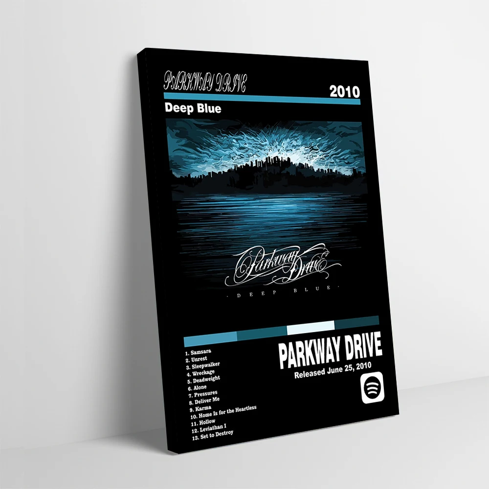 باركواي درايف - ملصق غلاف ألبوم أزرق عميق، لوحة قماشية مطبوعة قابلة للتخصيص للصور، فن جداري، ديكور غرفة جمالية