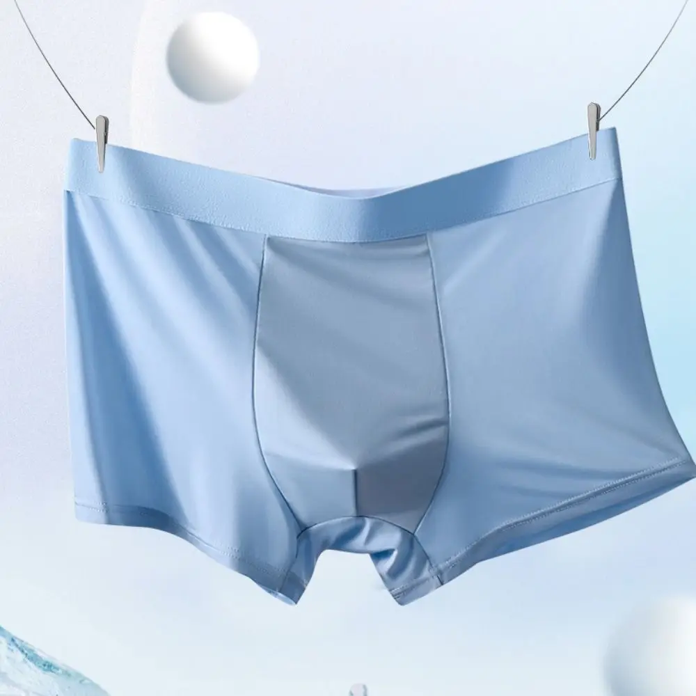 

3Pcs Breathable Traceless Men's Ice Slik Panties Mid Waist Simple Seamless Briefs Lingerie Underpants Underwears for Man Man