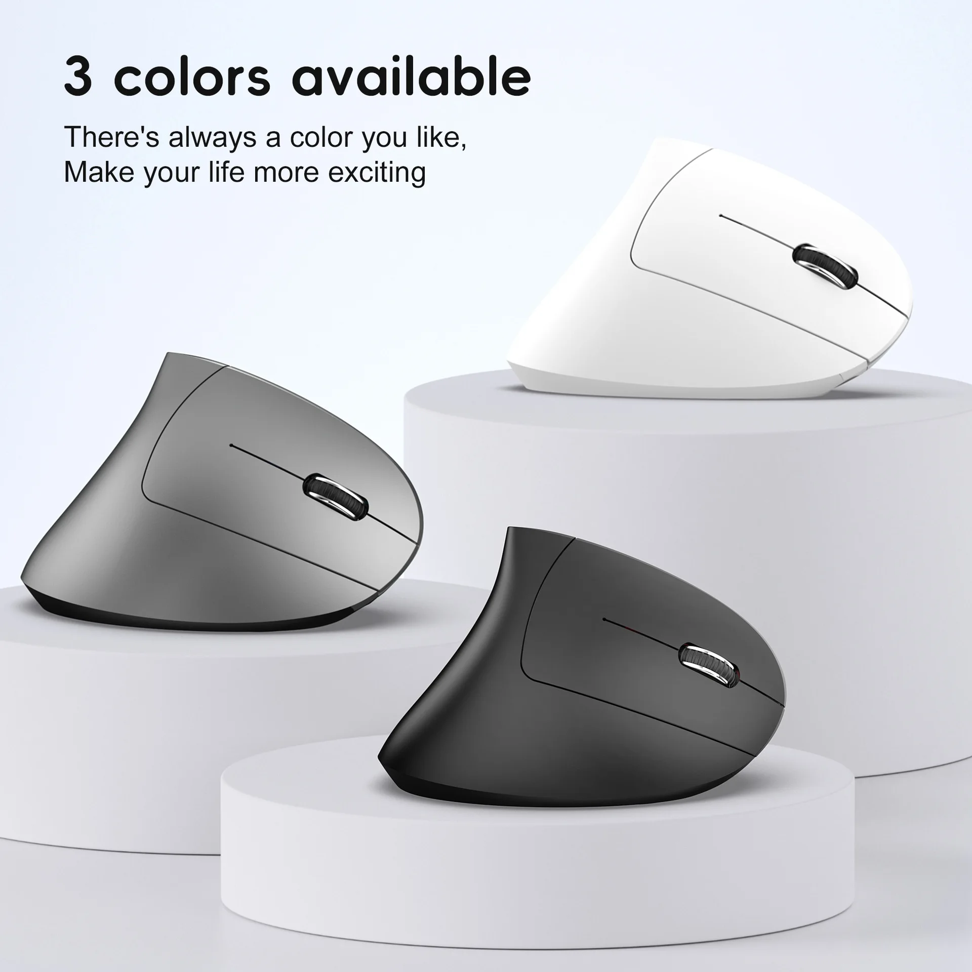

Vertical Mouse Bluetooth 2.4GHz Wireless Connection 6 Keys Ergonomic Design 2400 DPI Color Lighting Vertical Mice T22 Gaming Off