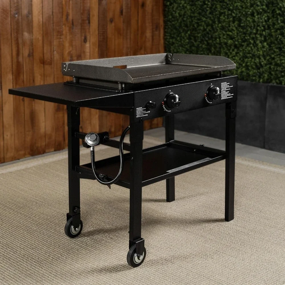 

Flat Top BBQ Grills Griddle 2 Burner Propane Fuelled Rear Grease Management System, Outdoor Griddle Station fBBQ Grills