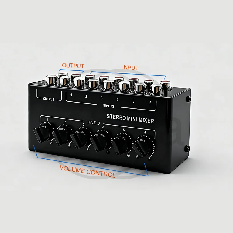 

CX600 Six Channel Audio Signal Mixer Splitter Stereo Mixer Hub, Splitter