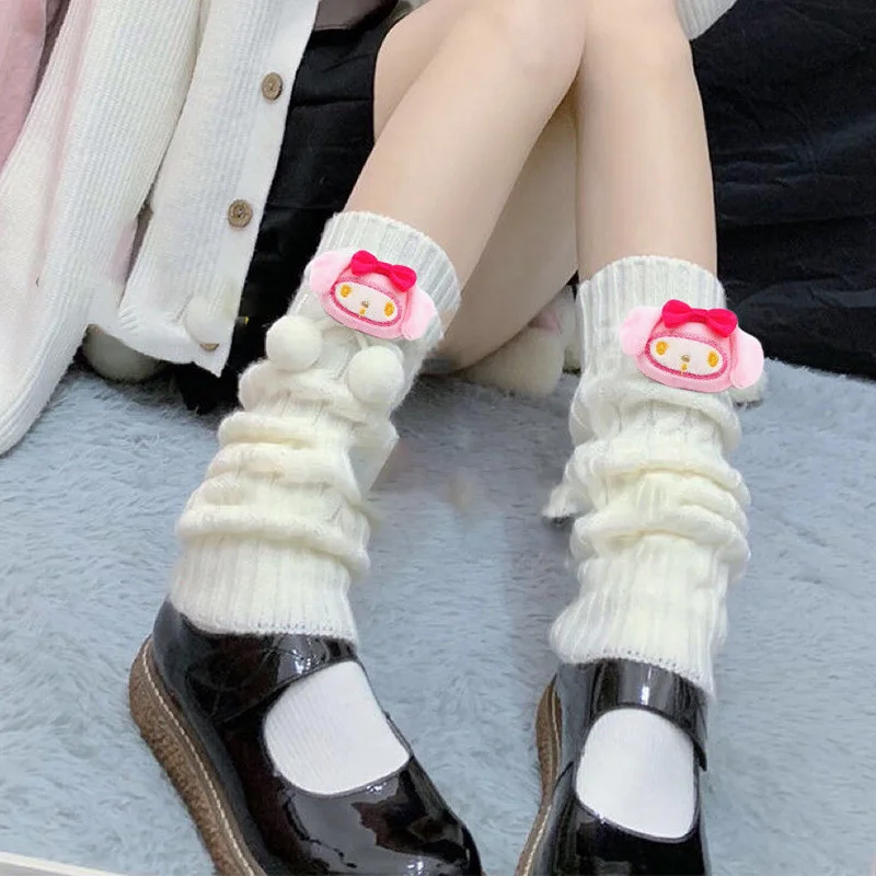 Süße Hallo Kitty Y2K Retro Socken Kawaii Strick Gewürz Mädchen Strumpf mit breiten Beinen lose Mittel rohr Legging Socken Cartoon Geschenke