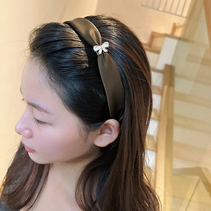 Koreaanse mode flash diamanten strik hoofdband hoog gevoel voor uitgaan veelzijdige gebroken haar hoofdband hoge schedel top haaraccessoires