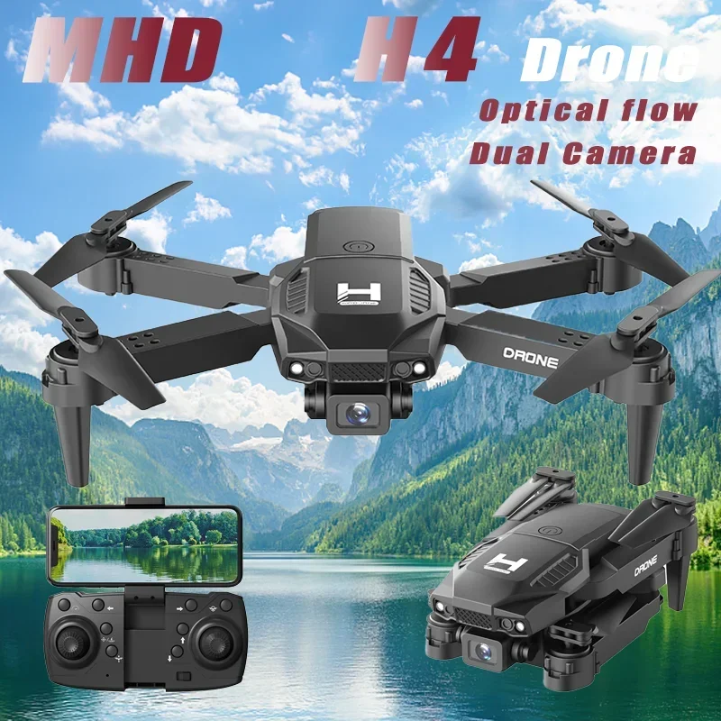 MHD 4K Doppia Fotocamera Flusso Ottico H4 Drone One Key Decollo Atterraggio 360Roll Riconoscimento Gesto Mini Pieghevole Esterno RC Quadcopter