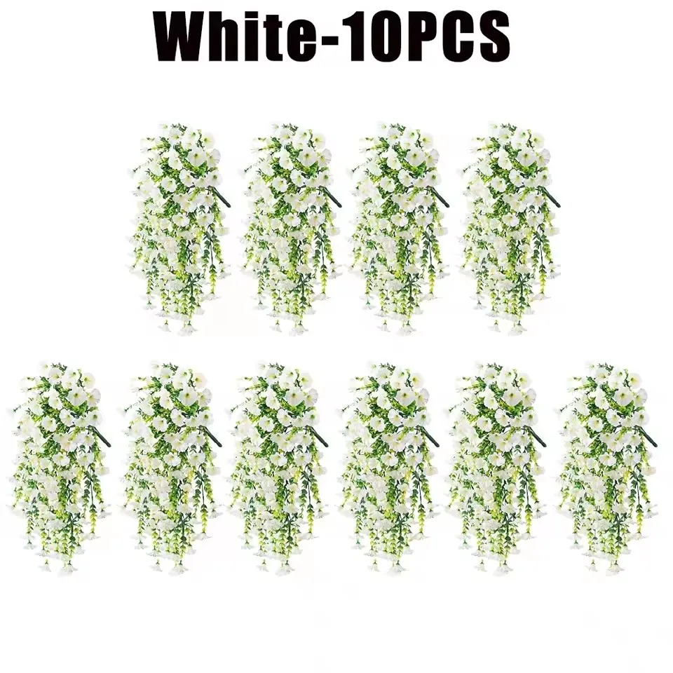 1/10PCS Kunstmatige Morning Glory Hangende Bloemen Nep Bloem Outdoor Huis Tuin Muur Opknoping Petunia Planten Bruiloft Decoratie